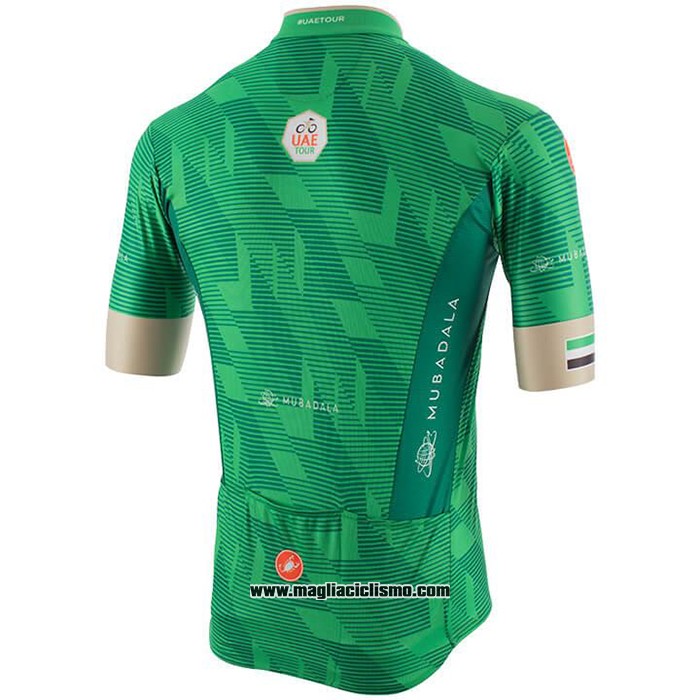 2020 Abbigliamento Ciclismo UAE Tour Verde Manica Corta e Salopette